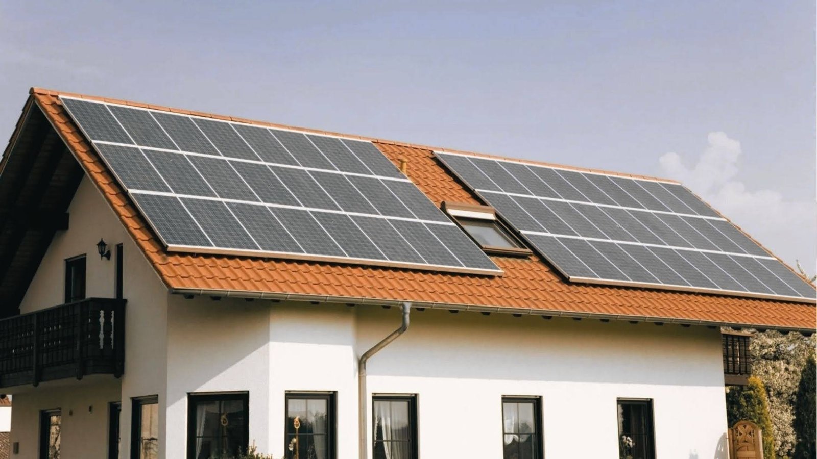A house featuring solar panels installed on its roof, showcasing renewable energy use.