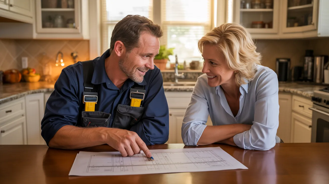 Homeowner reviewing electric panel upgrade cost estimate with electrician