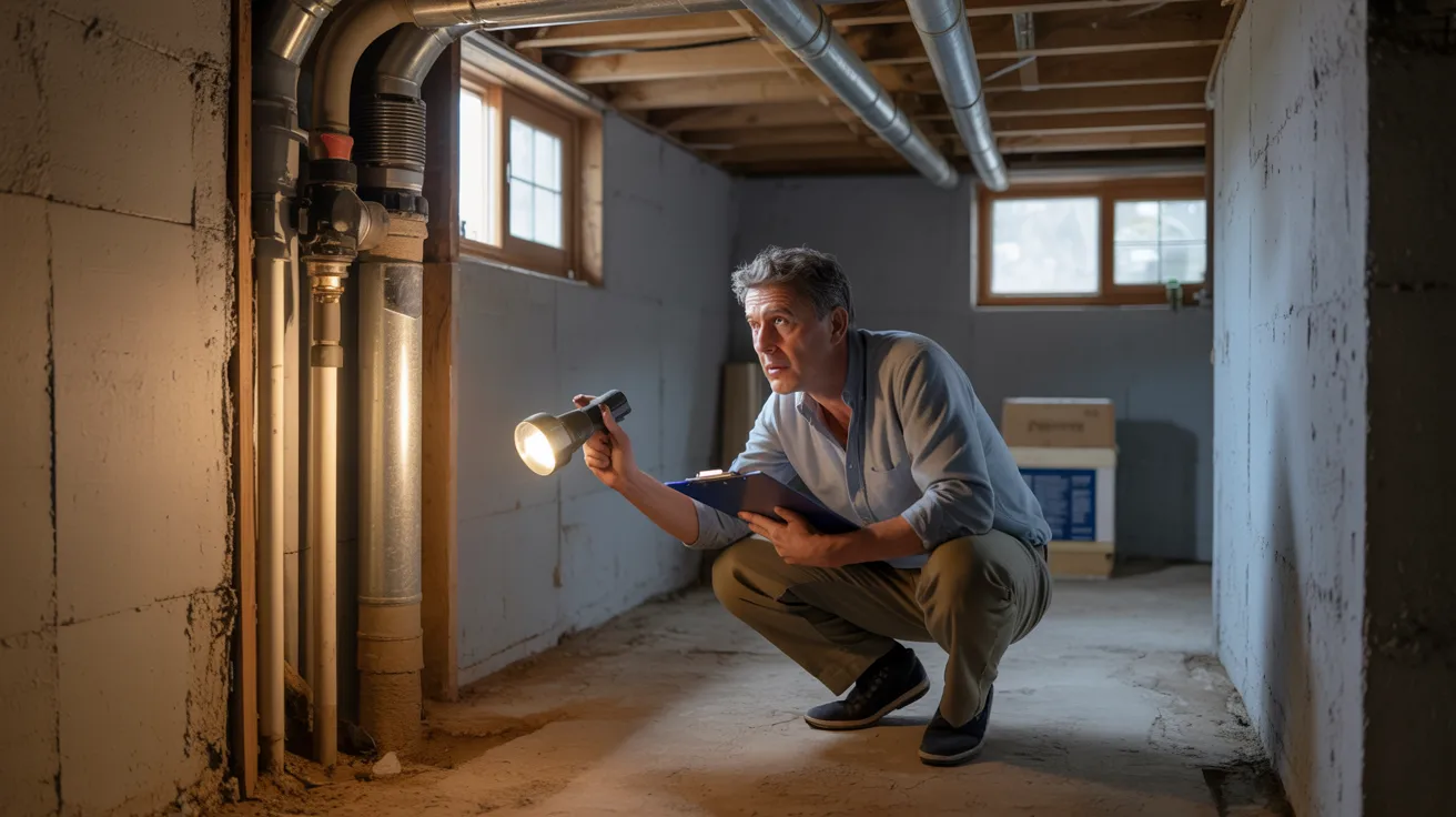 Homeowner performing a basic DIY energy inspection inside a house