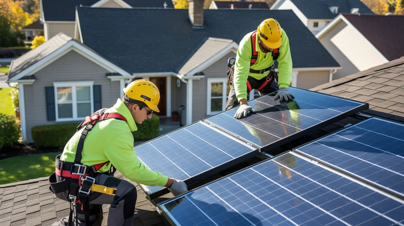 Solar panels being removed from a residential roof for maintenance