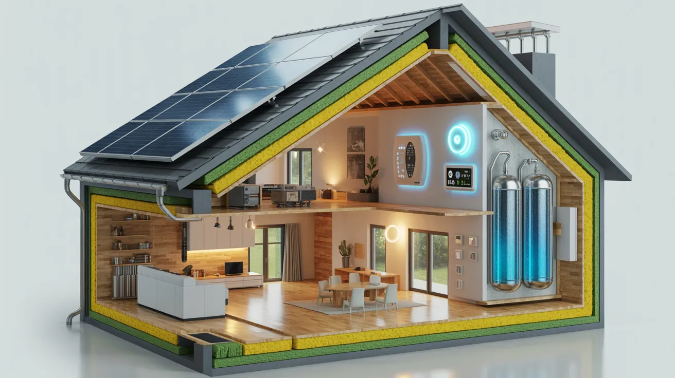 A house featuring solar panels installed on the roof, showcasing renewable energy use.