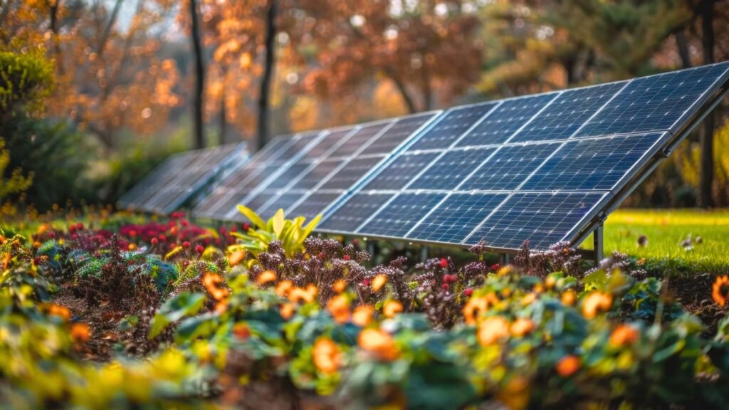 Modern home with rooftop solar panels and battery storage system