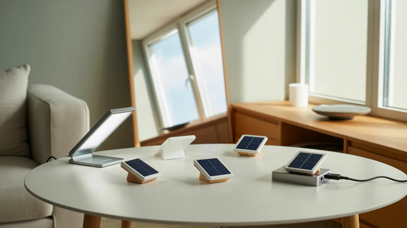 Solar-powered desk lamp featuring a table lamp and integrated phone charger for eco-friendly lighting and device charging.
