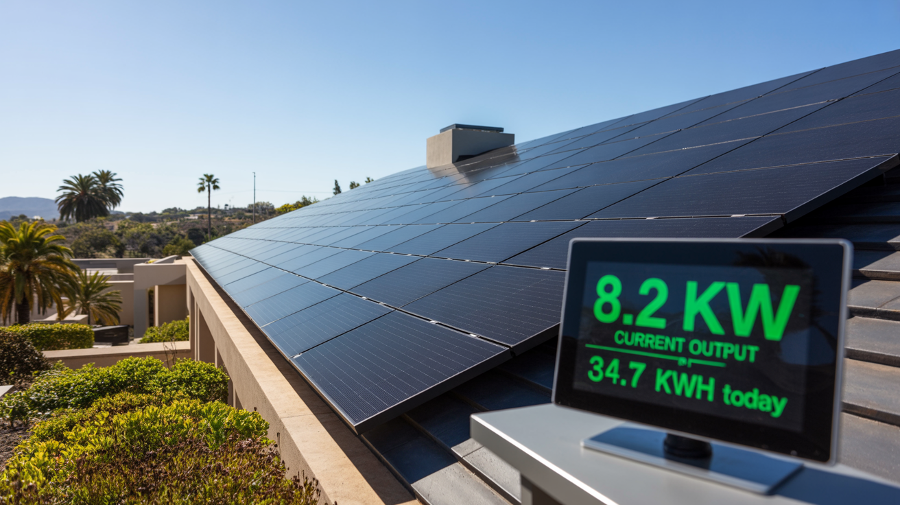 Large solar panel system on a California home designed to maximize energy production and reduce electricity costs.