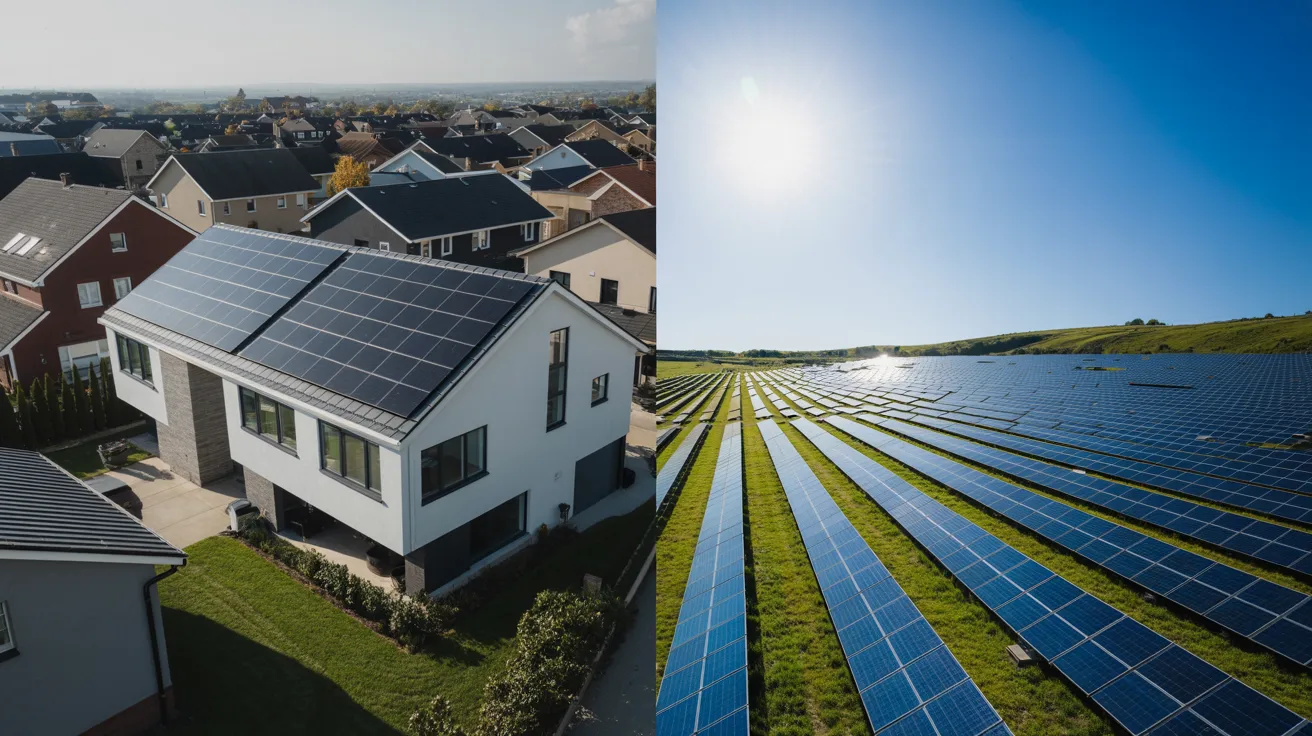 Comparison of rooftop solar panels and a community solar farm for homeowners exploring solar energy options